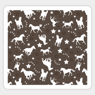 Chocolate Brown Equestrian Horse Pattern Western Stars Cowgirl Equine Patterns Sticker